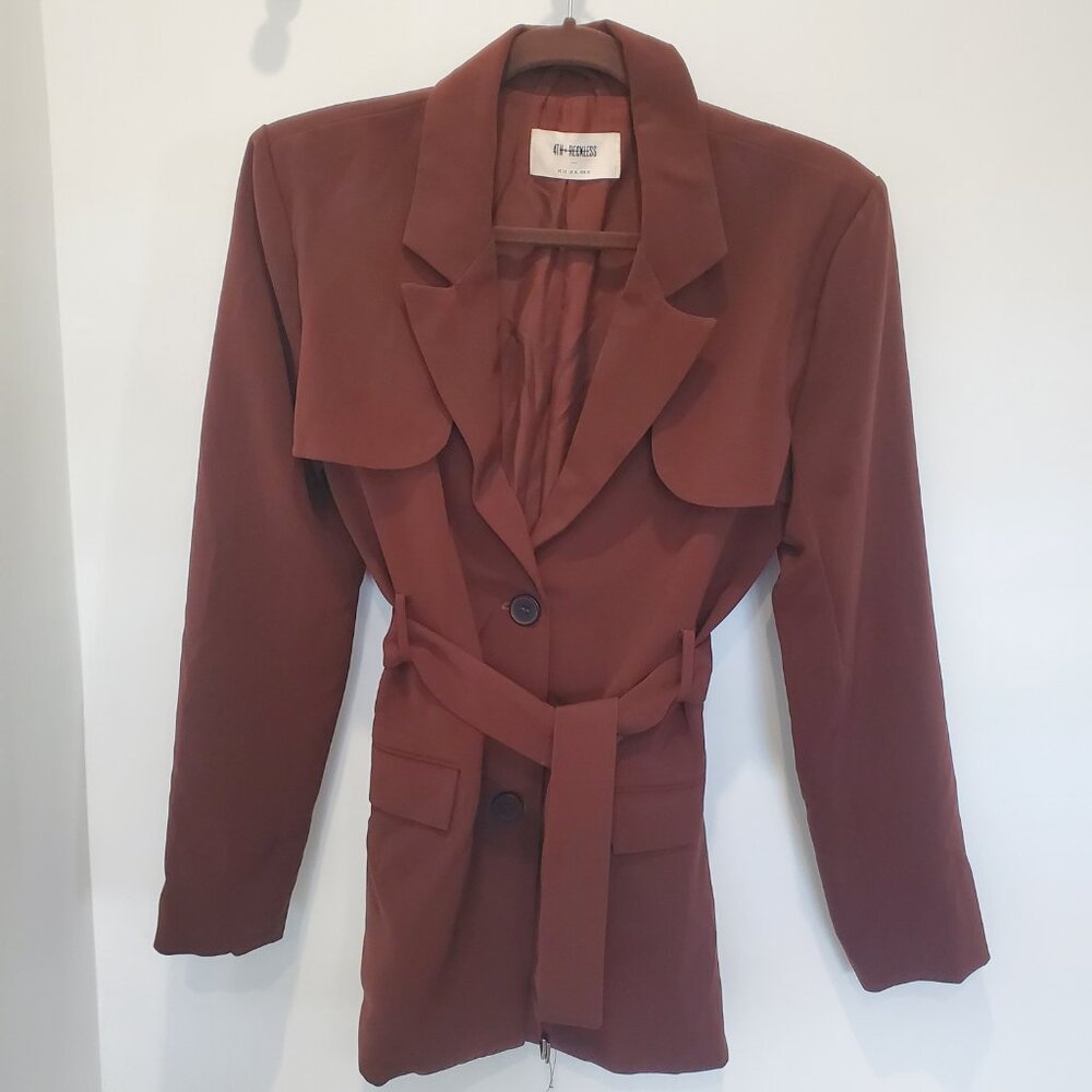 4th + Reckless Dark Brown Belted Safari Style Blazer size S/M